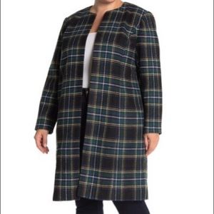 Calvin Klein Coat Sz 14 Plaid Topper Jacket Green